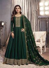 Straightforward Silk Georgette Gown in Green